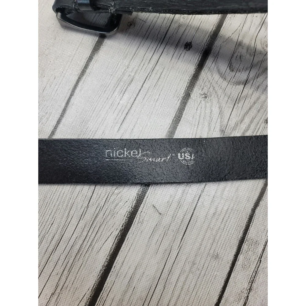 Nickel Smart Black Brown Leather Belt W/ Silver Buckle Men's 42 Lot Of 2